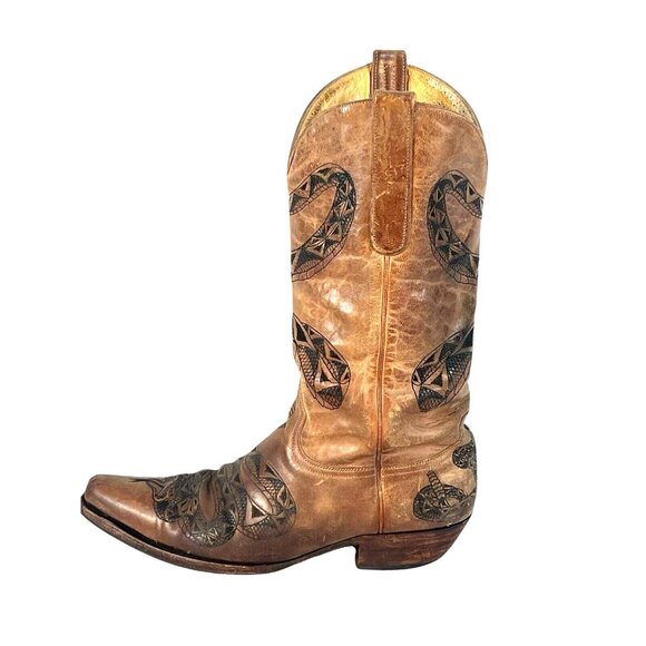 Old Gringo Other - vtg  Old Gringo Men’s 9D Rattle Snake Tattoo Tan Leather Cowboy Boots